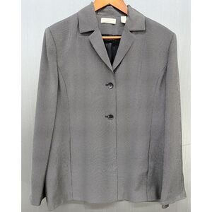 Valerie Stevens Blazer Women 16 Black Textured Long 2 Button Pockets Jacket